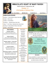27th Sunday in Ordinary Time